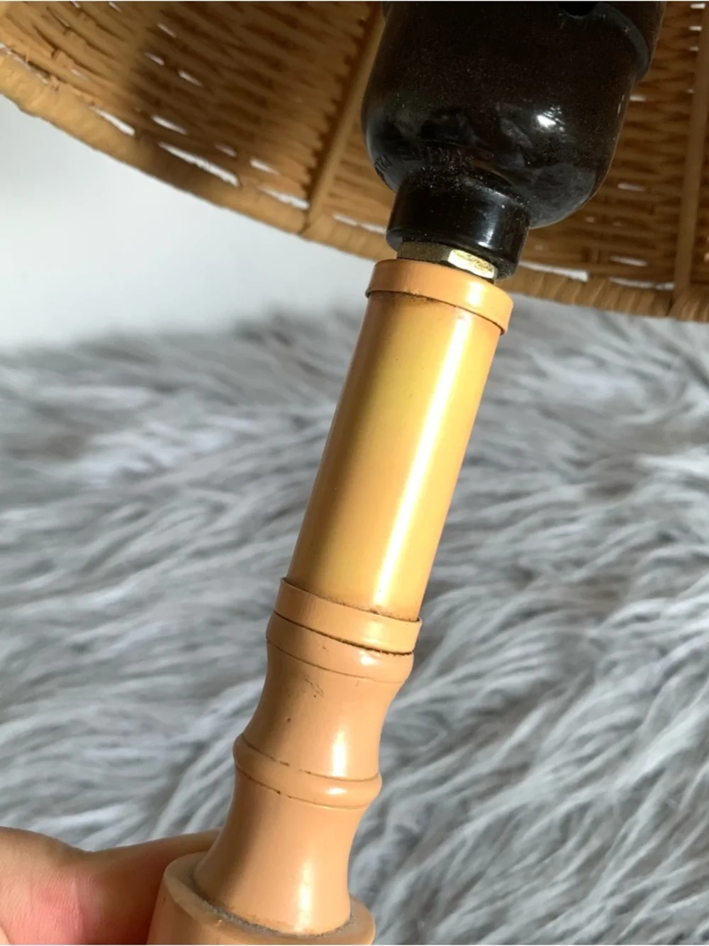 Vintage rattan wicker lampshade lamp